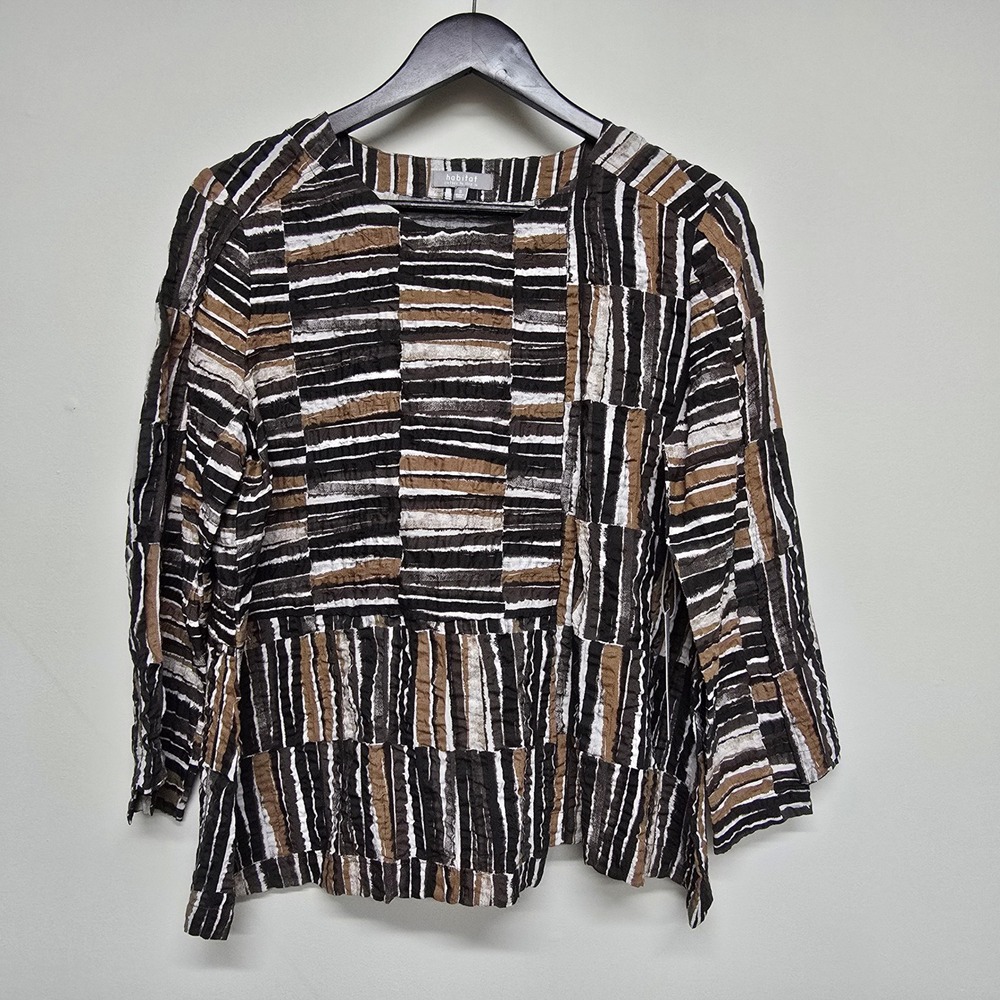 Habitat Mirage Lapped Seam Pullover Women S Striped Crinkle Lagenlook Art Wear